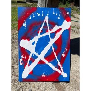 Hardwood painted art. 17x24 with no hooks on back. 3/4” thick wood.